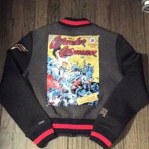 Wonder Woman Warrior Comic Printed Varsity Jacket